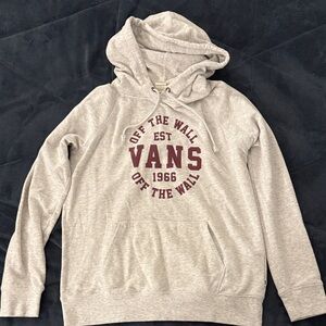 Vans Light Gray Hoodie with Burgundy Print
